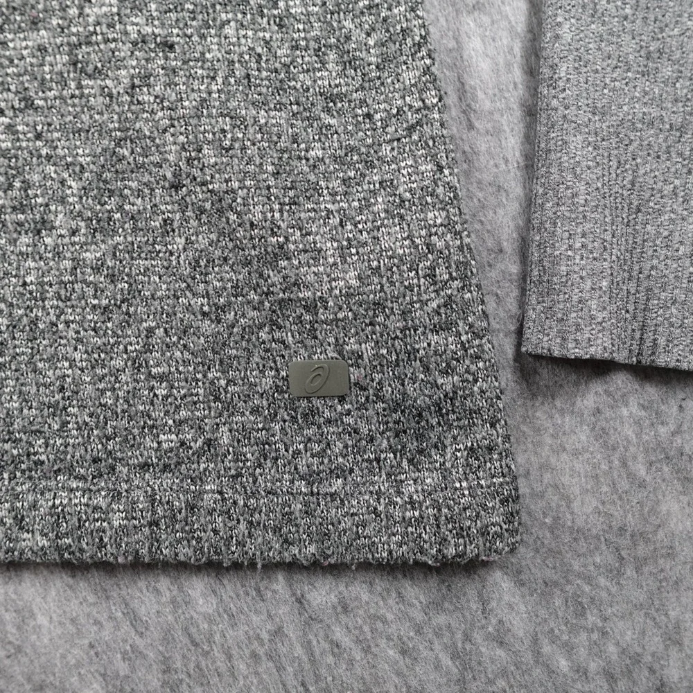 Asics Sweatshirt Women Large Gray Funnel Neck Heathered Fleece Pullover‎ Knit